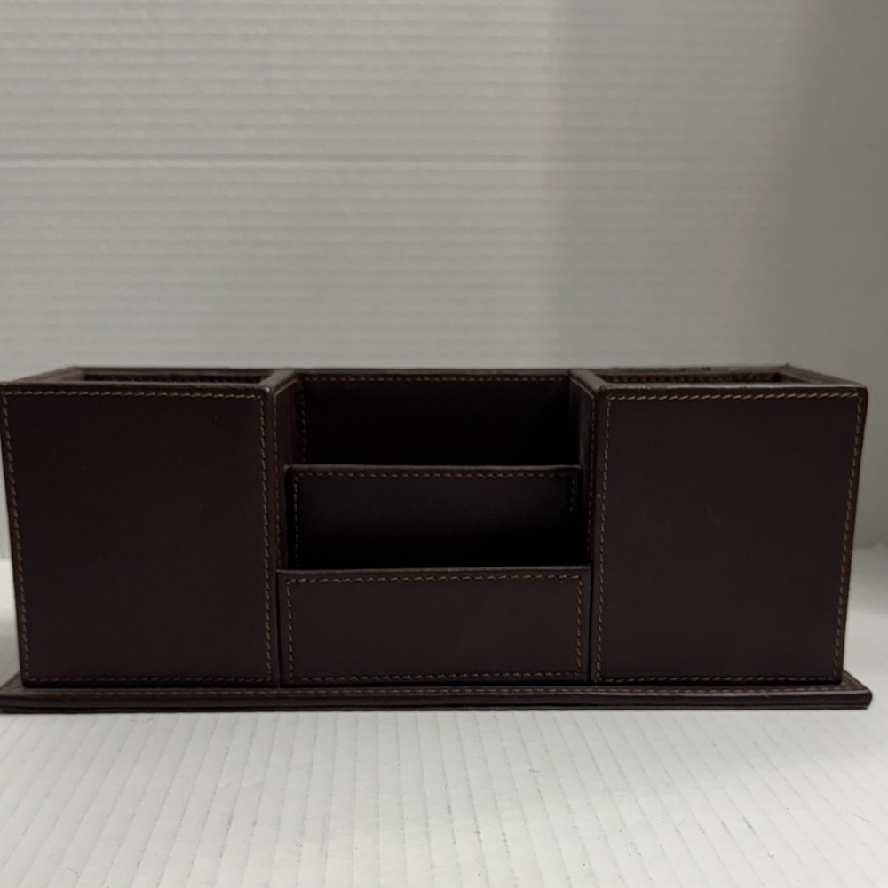 Elegant Brown Leather Pencil Case